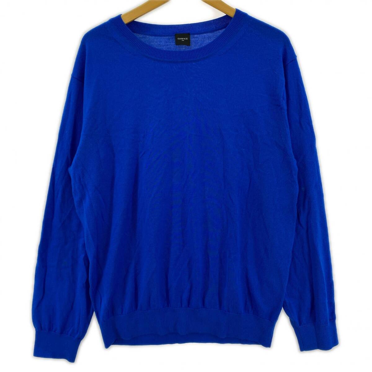 EDIFICE エディフィス ラウンドネック ニット sizeXL/ブルー ゆうパケットOK拍卖