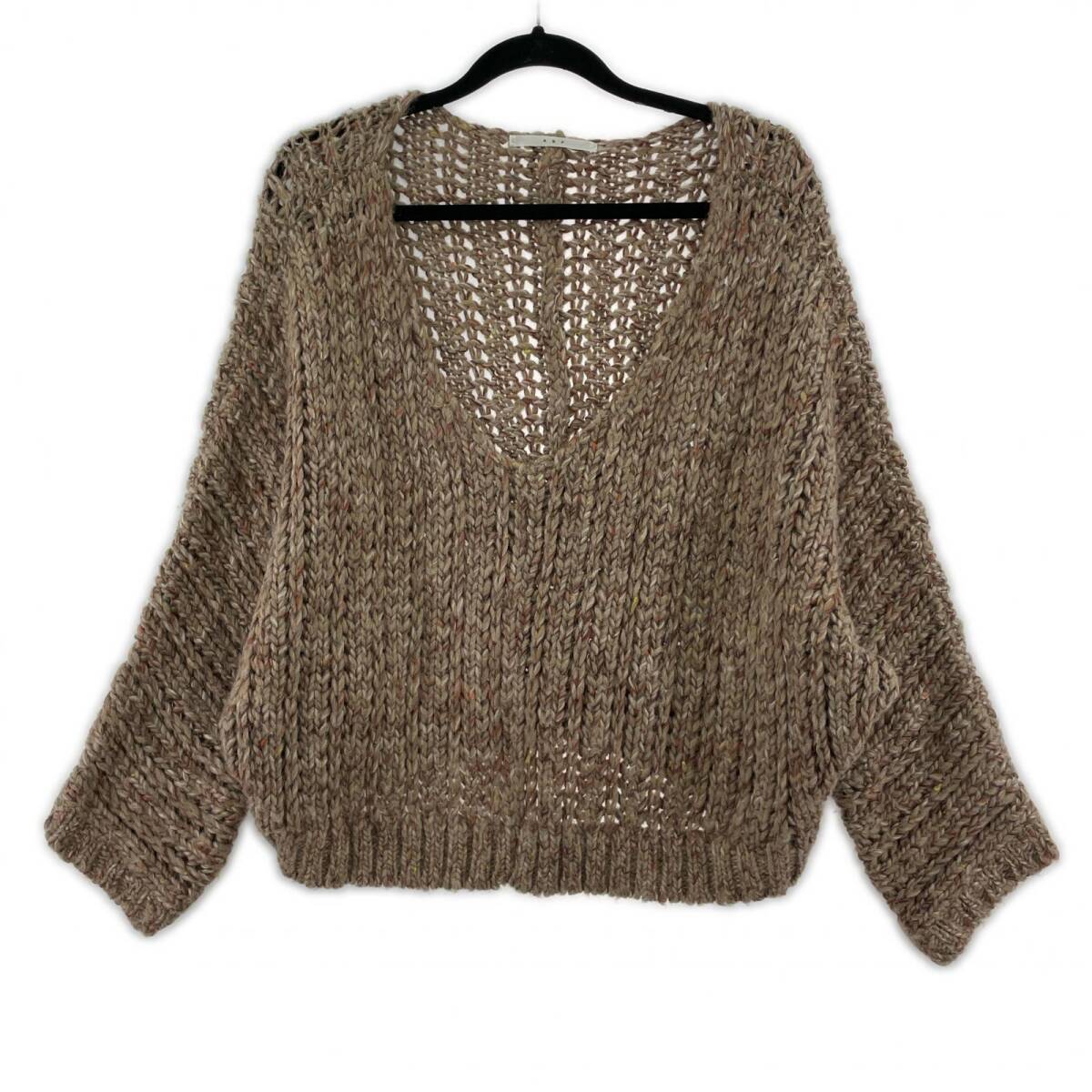 KBF ケービーエフ アーバンリサーチ ミックスカラー ドルマン ニット sizeF/ブラウン拍卖
