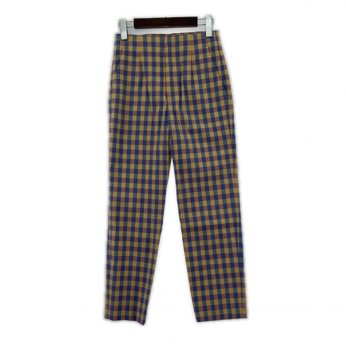 UNITED ARROWS ユナイテッドアローズ チェックテーパード パンツ size36/パープル系拍卖