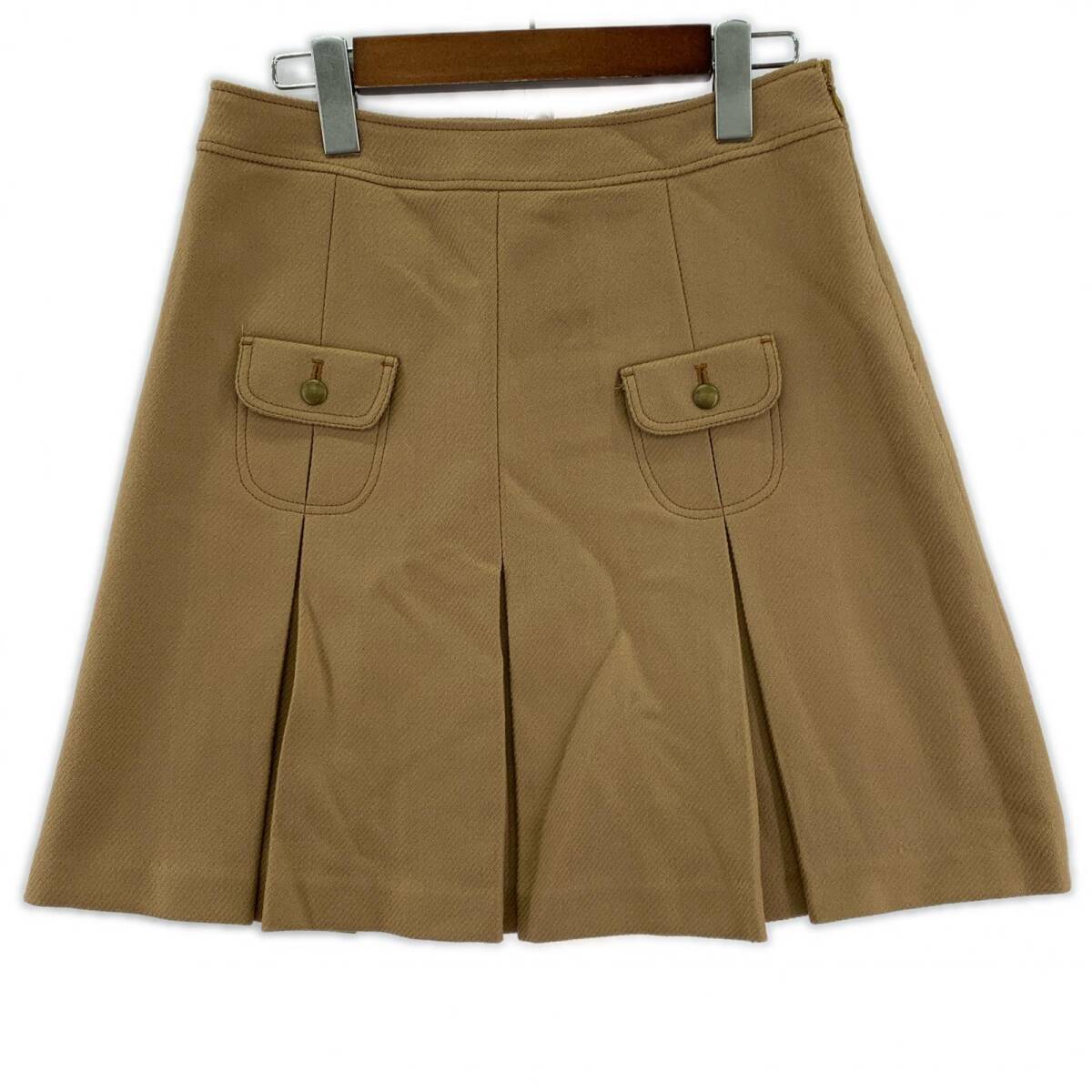 美品 sonoma ソノマ タグ付き ボックスプリーツ 膝上 スカート sizeF/ベージュ拍卖