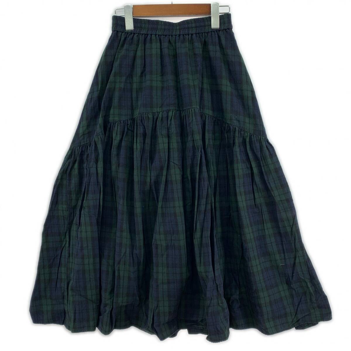 FREAK'S STORE フリークスストア チェック柄 ティアード スカート sizeF/グリーン×ネイビー×ブラック拍卖