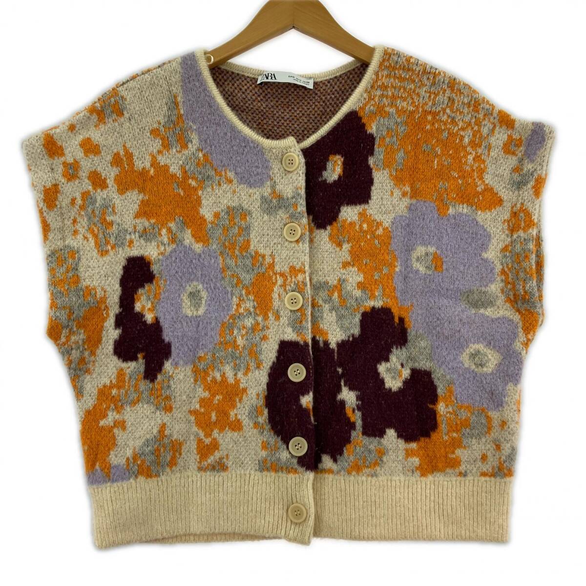 ZARA ザラ ニット カーディガン sizeEUR M/オレンジ×パープル拍卖