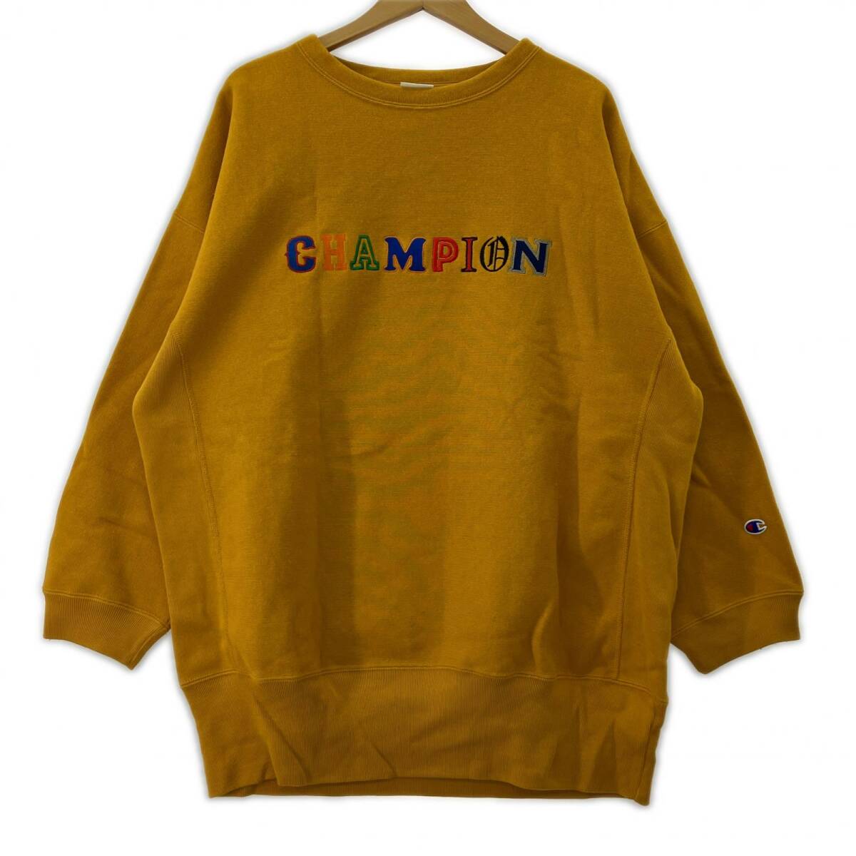 Champion チャンピオン 裏起毛 ロゴ刺繍 スウェット sizeLARGE/イエロー系拍卖