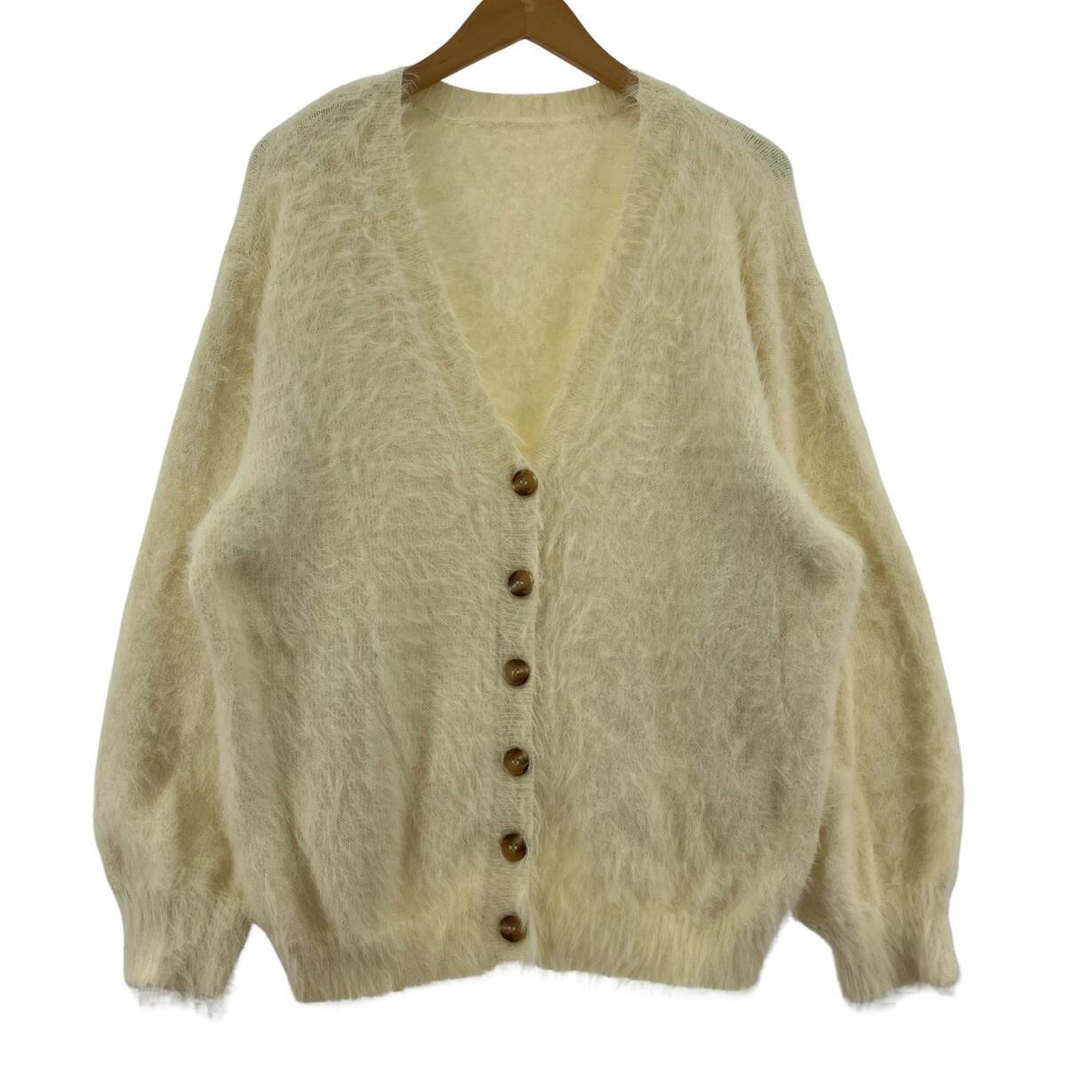 HEYUMM ヘユム シャギー ルーズ ニット カーディガン sizeOne-size/アイボリー拍卖