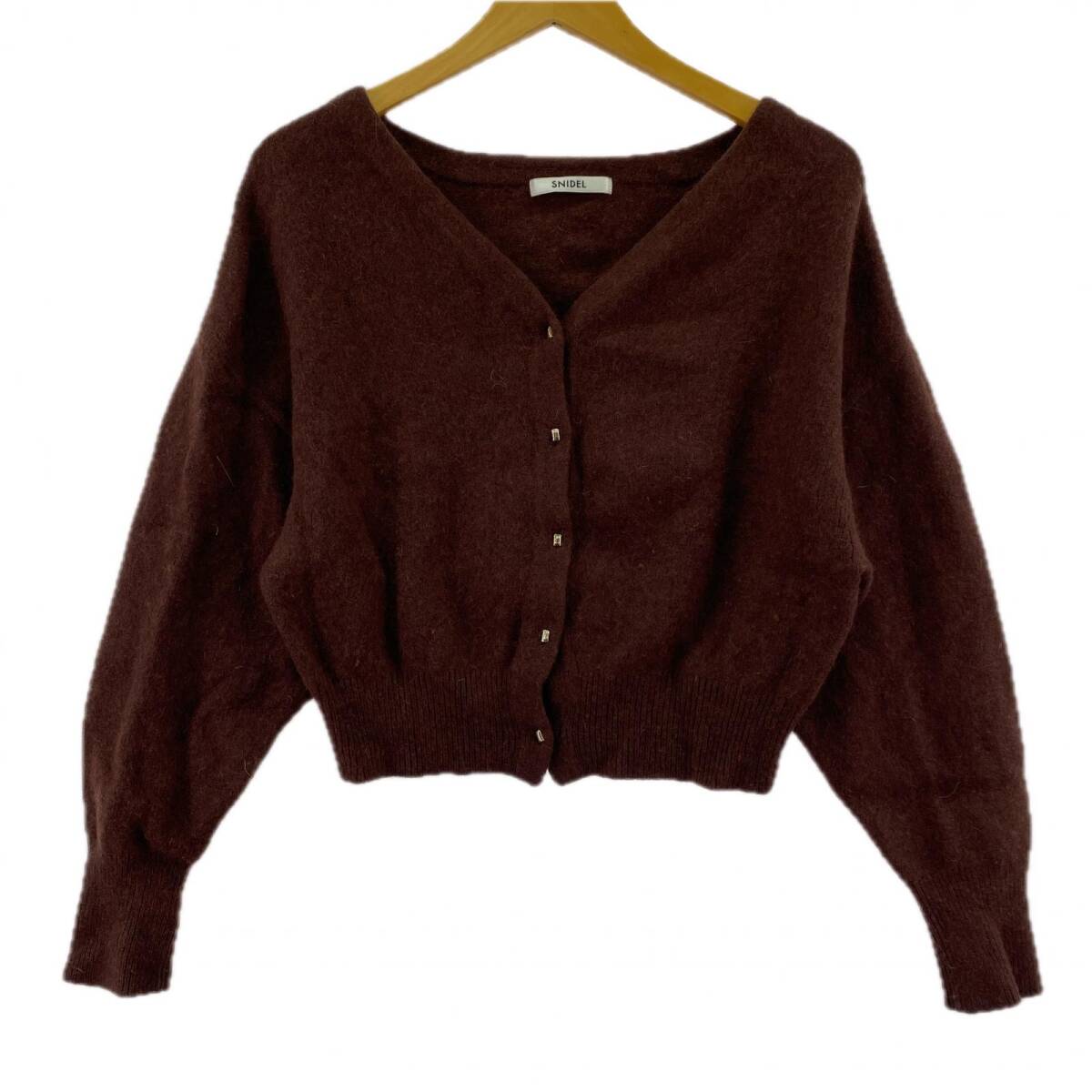 snidel スナイデル Vネック クロップド カーディガン sizeONE SIZE/ブラウン拍卖