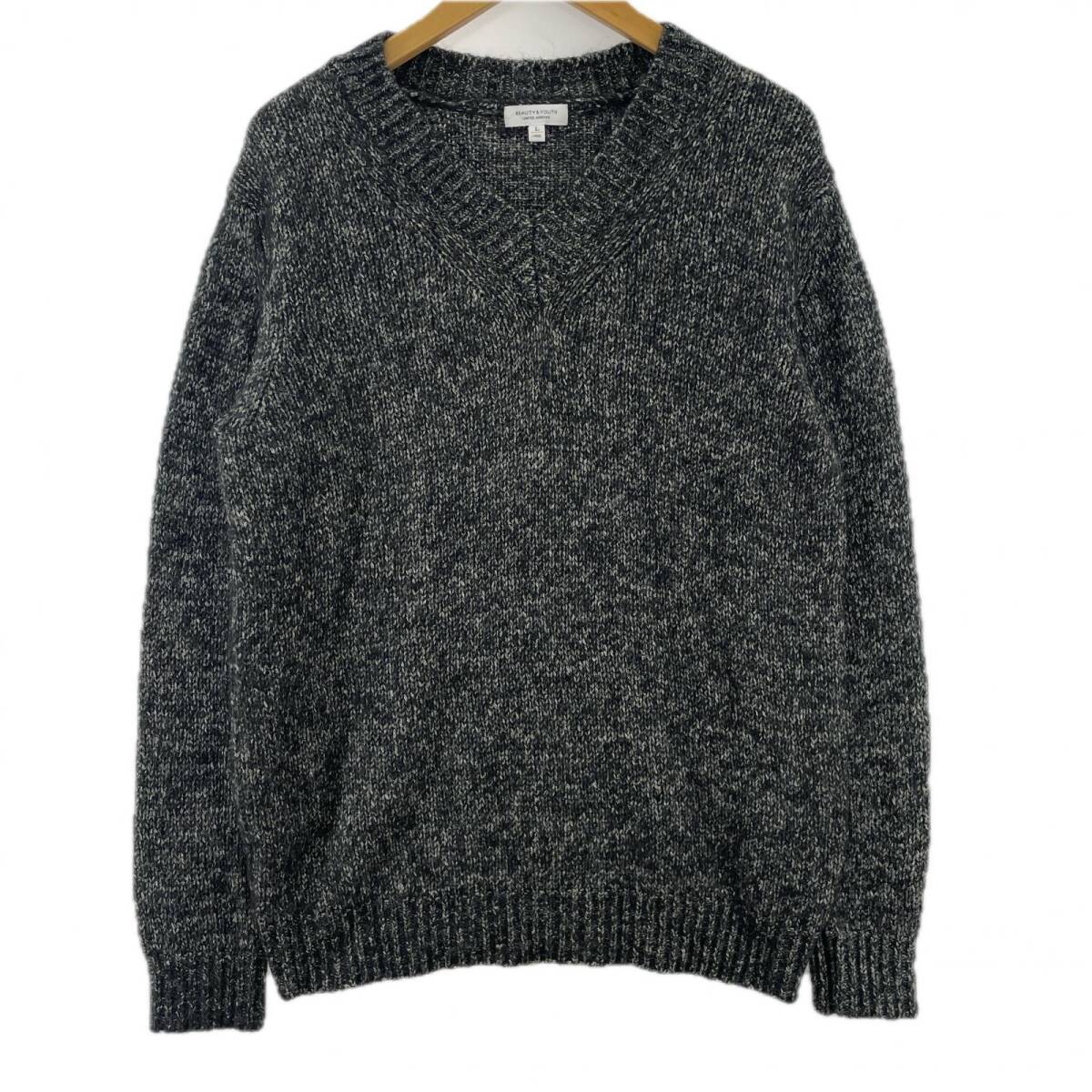 BEAUTY&YOUTH UNITED ARROWS ビューティアンドユースユナイテッドアローズ Vネック ミックスニット セーター sizeL/チャコール拍卖