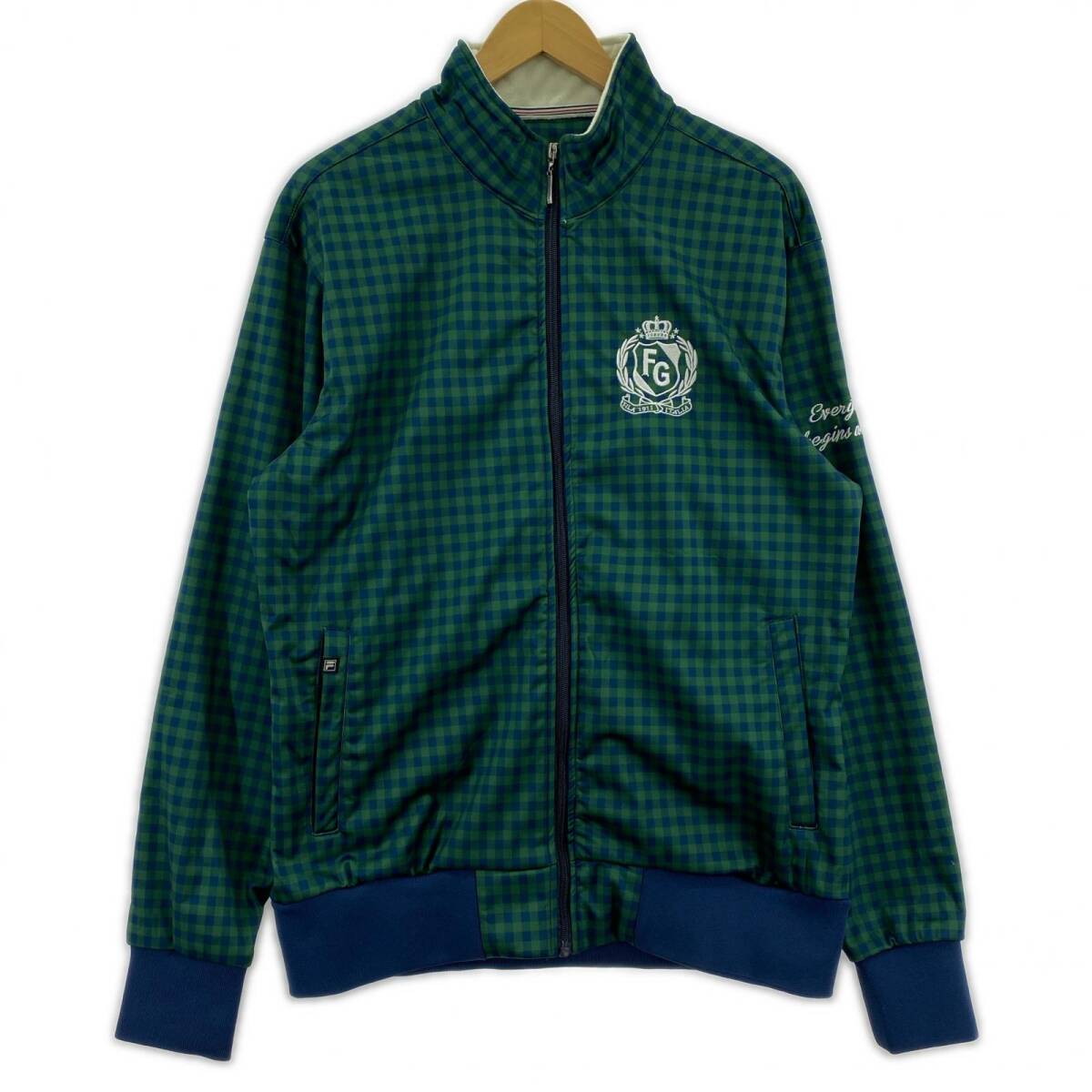 FILA GOLF フィラゴルフ 裏フリース ギンガムチェック ジャケット sizeLL/グリーン×ブルー拍卖