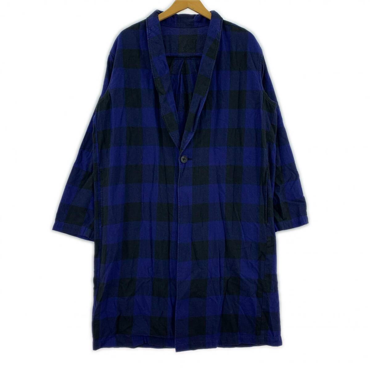 nano universe ナノユニバース チェック コート sizeM/ブルー×ブラック拍卖