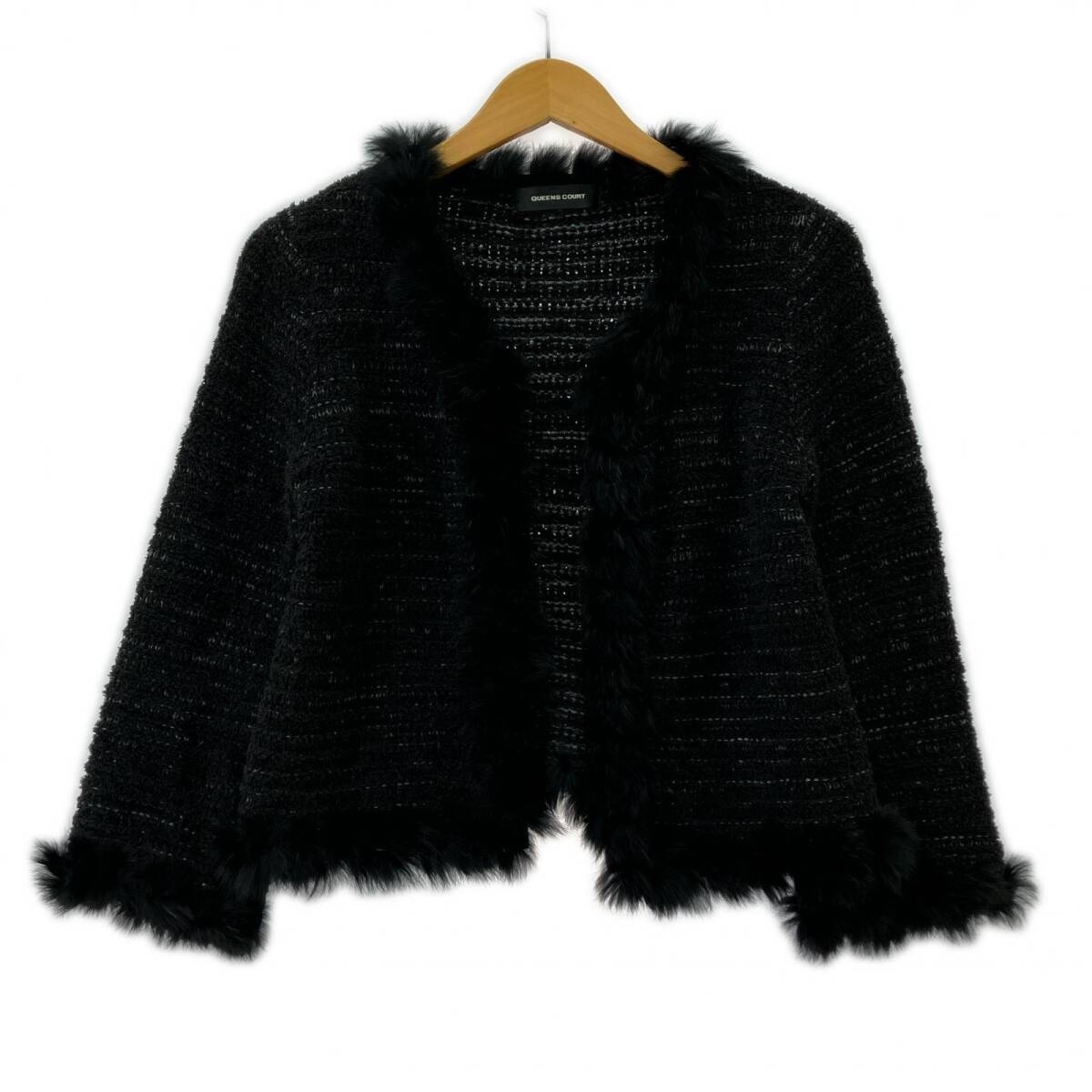 QUEENS COURT クイーンズ コート ファーニット ジャケット size2/ブラック拍卖