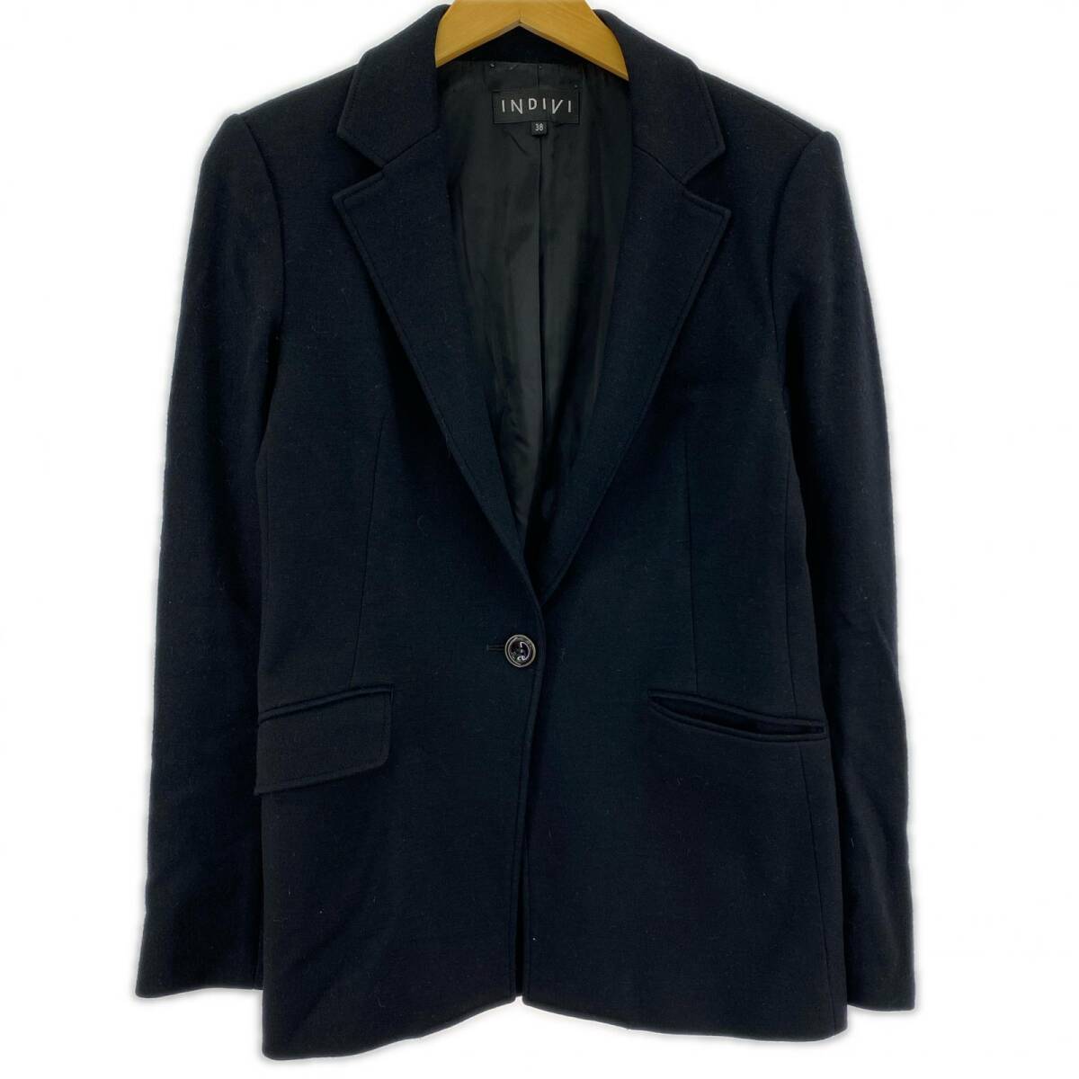 INDIVI インディヴィ テーラードジャケット size38/ブラック拍卖