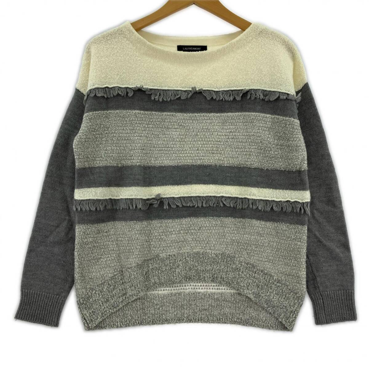 LAUTREAMONT ロートレアモン ドッキング ニット size38/グレー×アイボリー拍卖