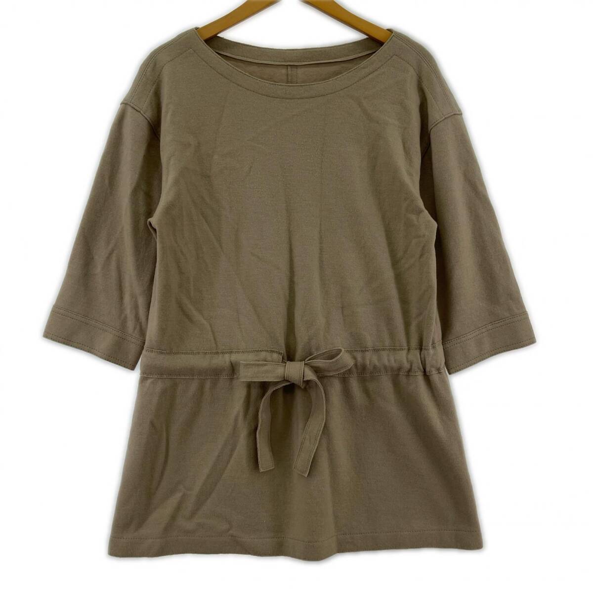 自由区 ジユウク 五分袖 ドロスト チュニック size40/ベージュ拍卖