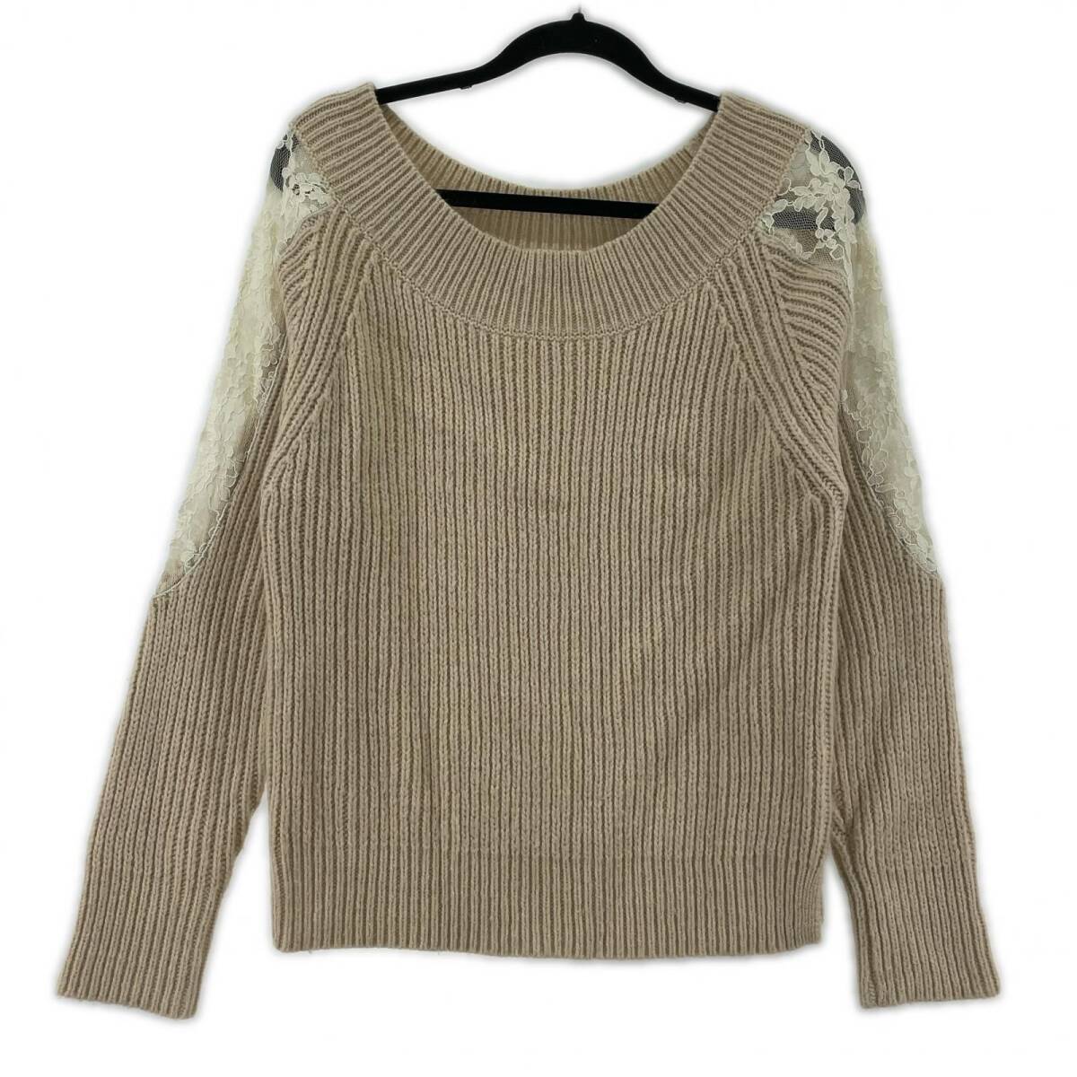 MERCURYDUO マーキュリーデュオ ウール混 異素材切替 ニット sizeF/ベージュ×ホワイト拍卖