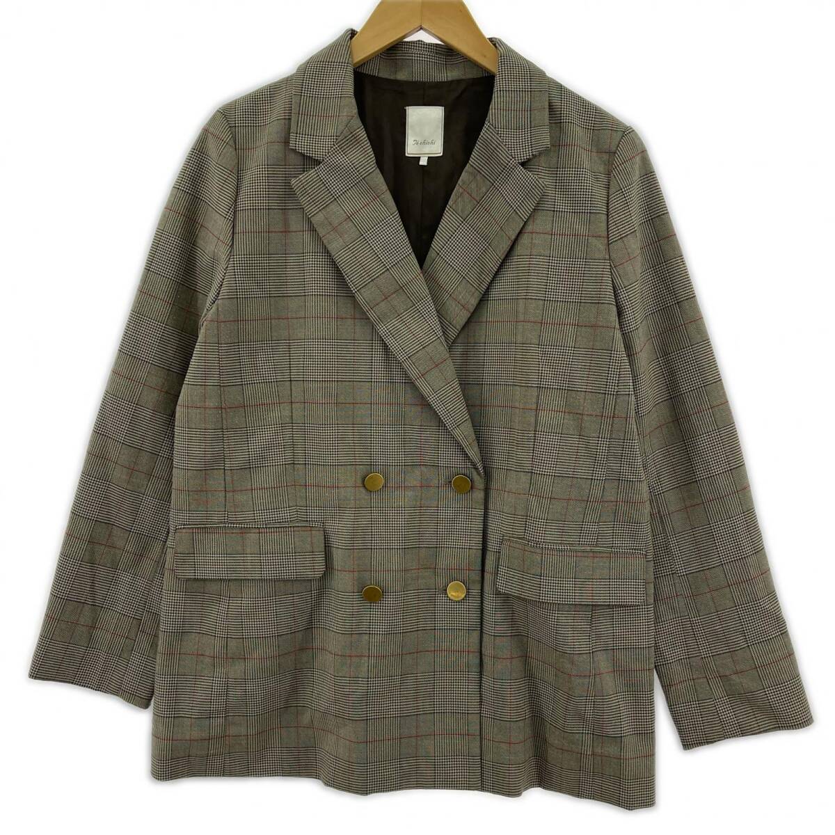 Te chichi テチチ チェック ダブルボタン テーラード ジャケット sizeフリー/ブラウン系拍卖