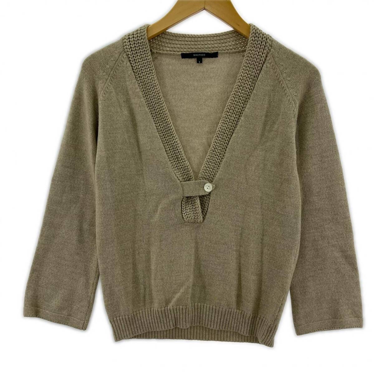 MACPHEE マカフィー トゥモローランド ウール100% ニット size1/ベージュ ゆうパケットOK拍卖