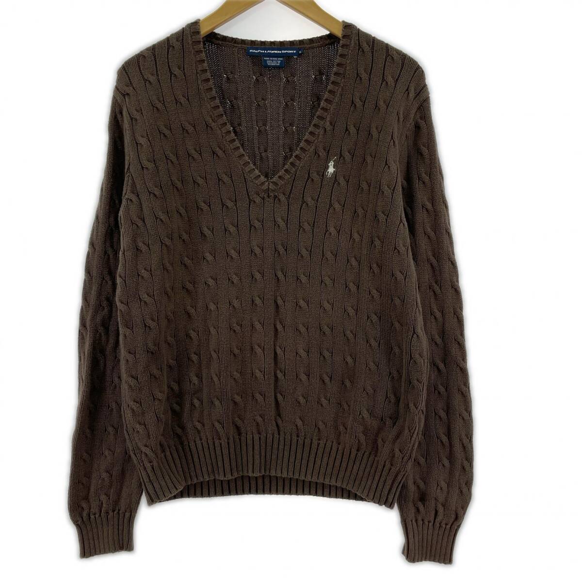 RALPH LAUREN SPORT ラルフローレンスポーツ ケーブル編み ニット sizeXL/ブラウン拍卖