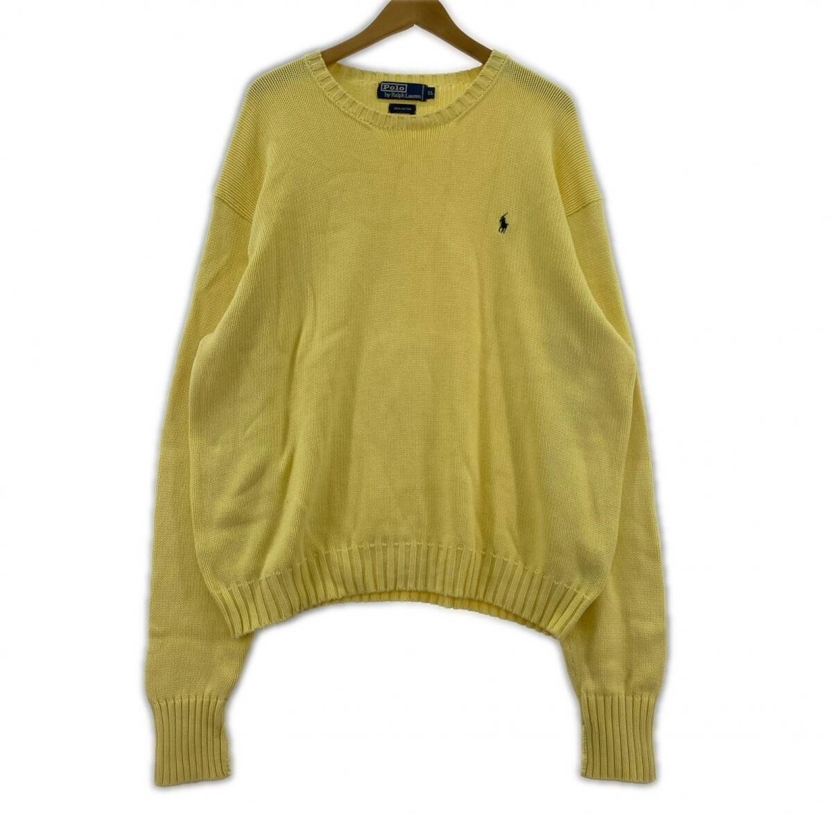 POLO RALPH LAURENポロ ラルフ ローレン ワンポイント刺繍 ニット sizeXL/イエロー拍卖