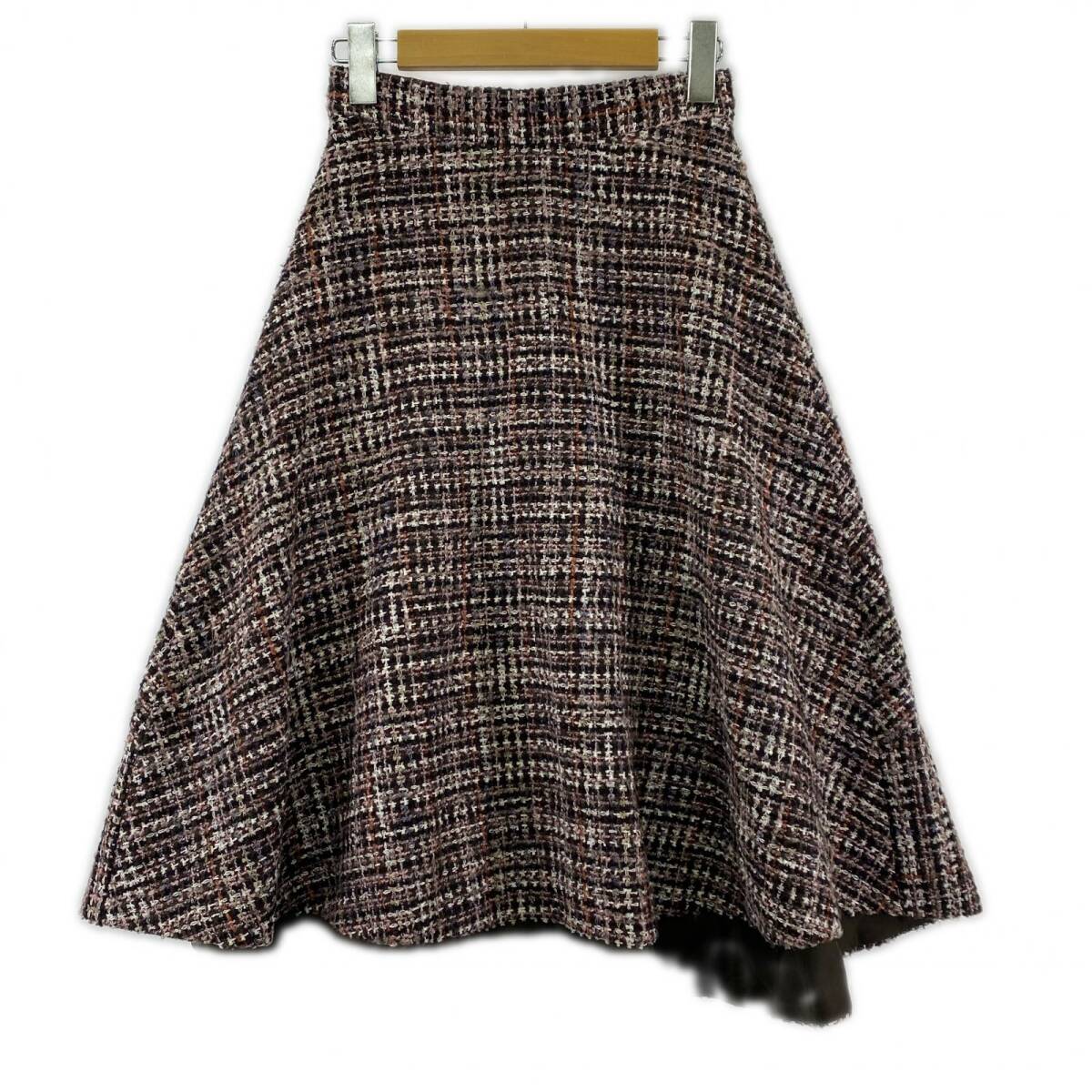 31 Sons de mode トランテアン ソン ドゥ モード ツイード フレア スカート size36/ピンク×ブラック×ホワイト拍卖