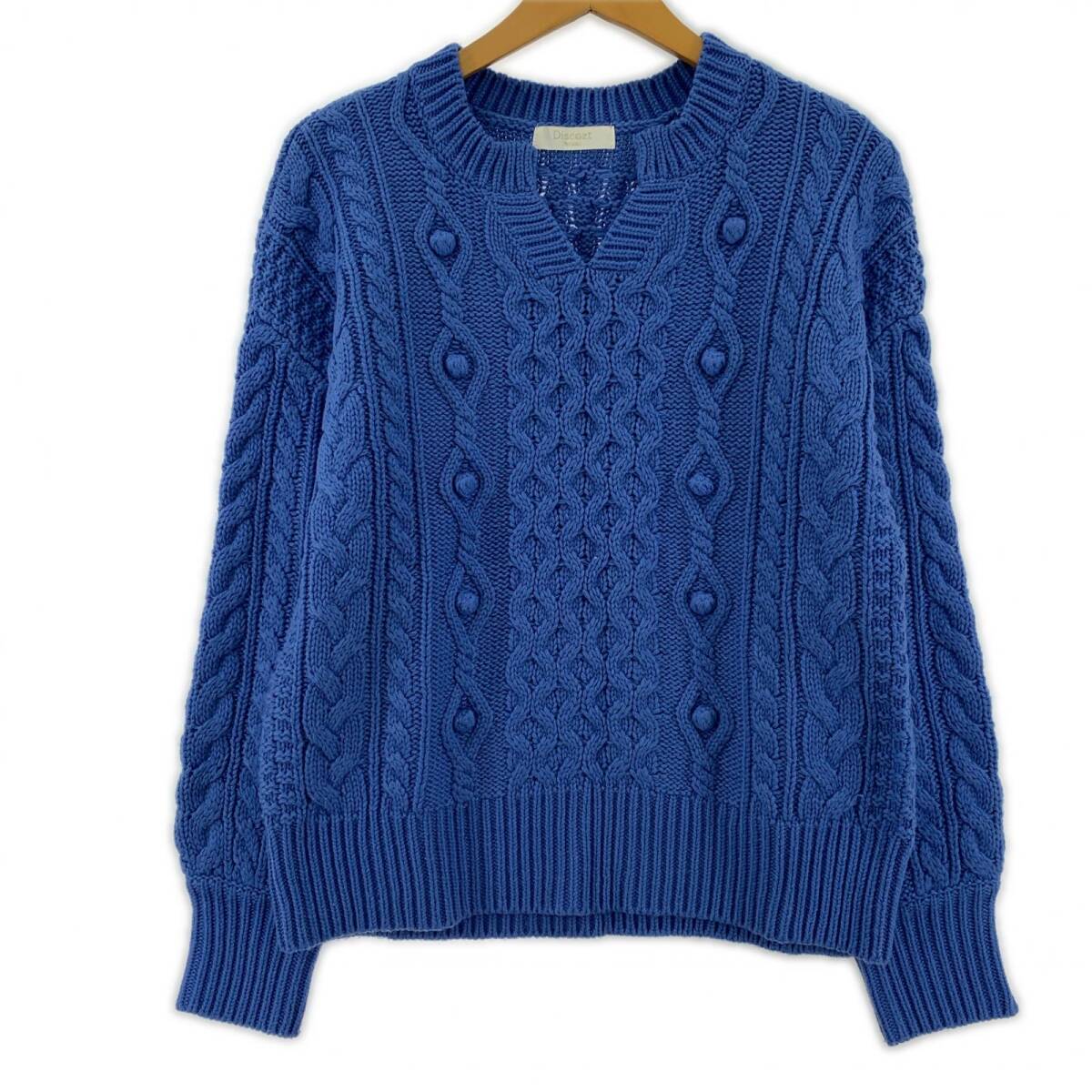 DISCOAT ディスコート ケーブル ニット sizeF/ブルー系拍卖