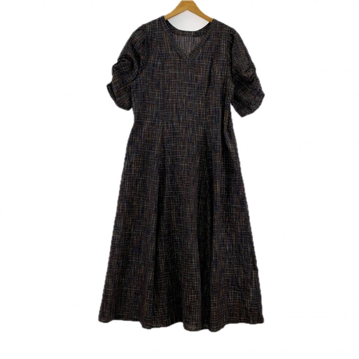 URBAN RESEARCH ROSSO アーバンリサーチロッソ チェック vネック ワンピース size38/ブラウン系拍卖