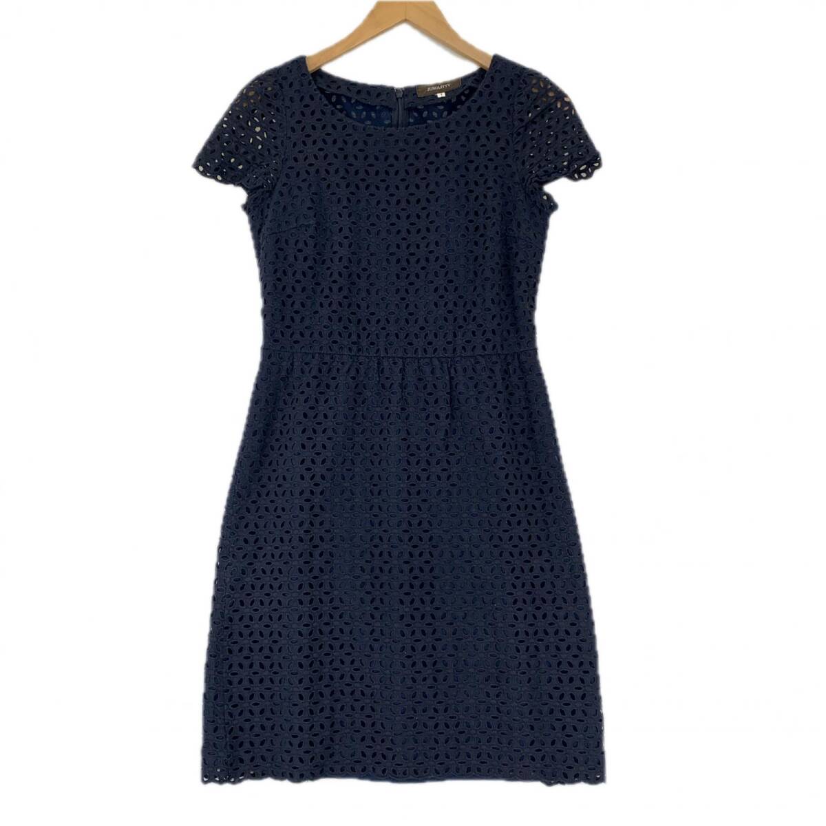JUSGLITTY ジャスグリッティー ペチコート付き スカラップレース ワンピース size1/ネイビー ゆうパケットOK拍卖