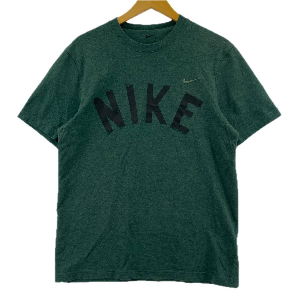 NIKE ナイキ DRI-FIT ワンポイント刺繍 半袖Tシャツ sizeM/ダークグリーン ゆうパケットOK拍卖