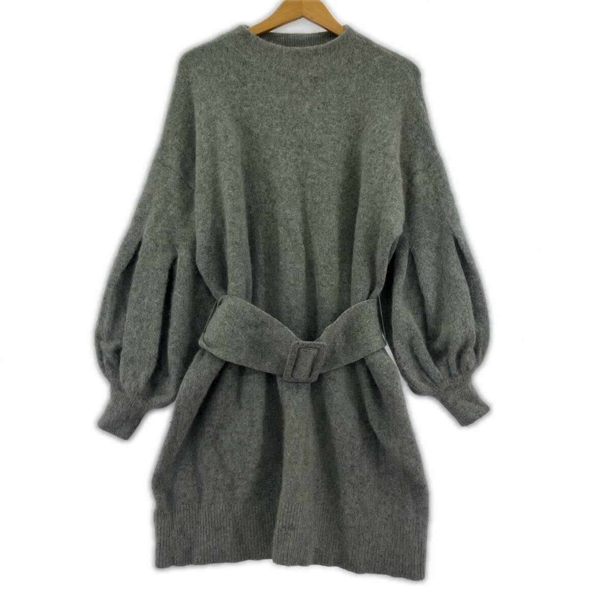 SNIDEL スナイデル ボリューム袖 ニット ワンピース sizeF/グレー拍卖