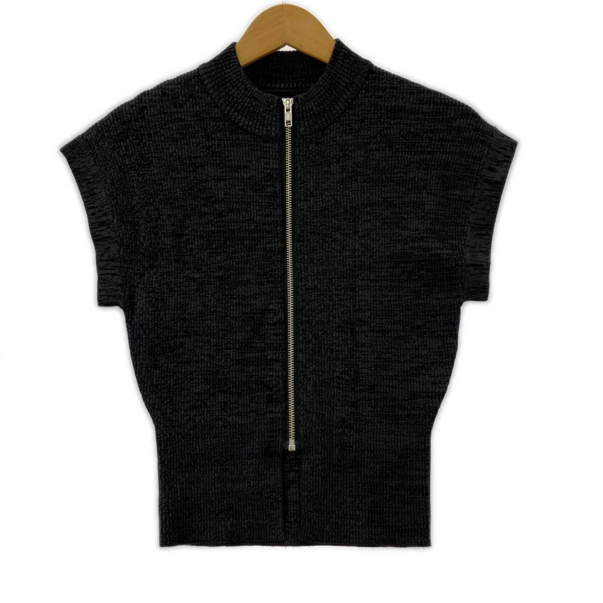 LAGUNAMOON ラグナムーン タグ付きジップメランジプルオーバー ニット sizeF/ブラック ゆうパケットOK拍卖
