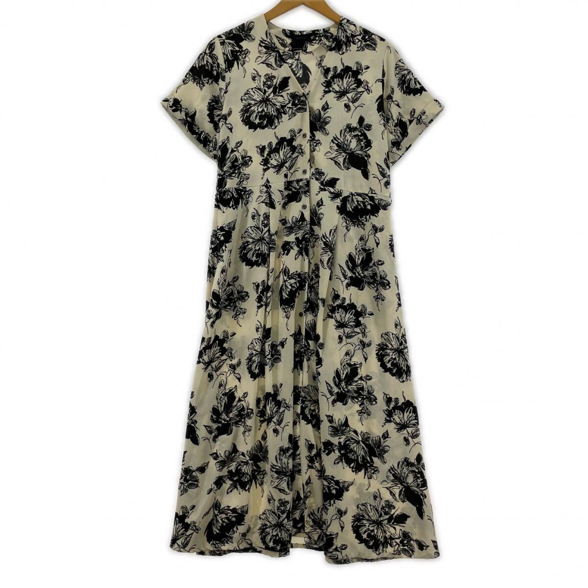 apart by lowrys アパートバイローリーズ ひも付き 総柄 ワンピース sizeF/オフホワイト×ブラック拍卖