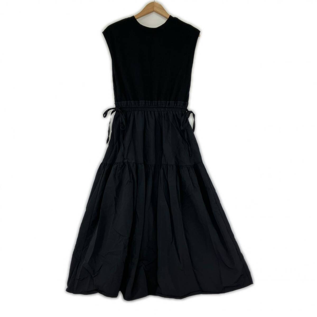 SENSE OF PLACE センスオブプレイス 異素材ノースリーブ ワンピース sizeCOMPACT/ブラック拍卖