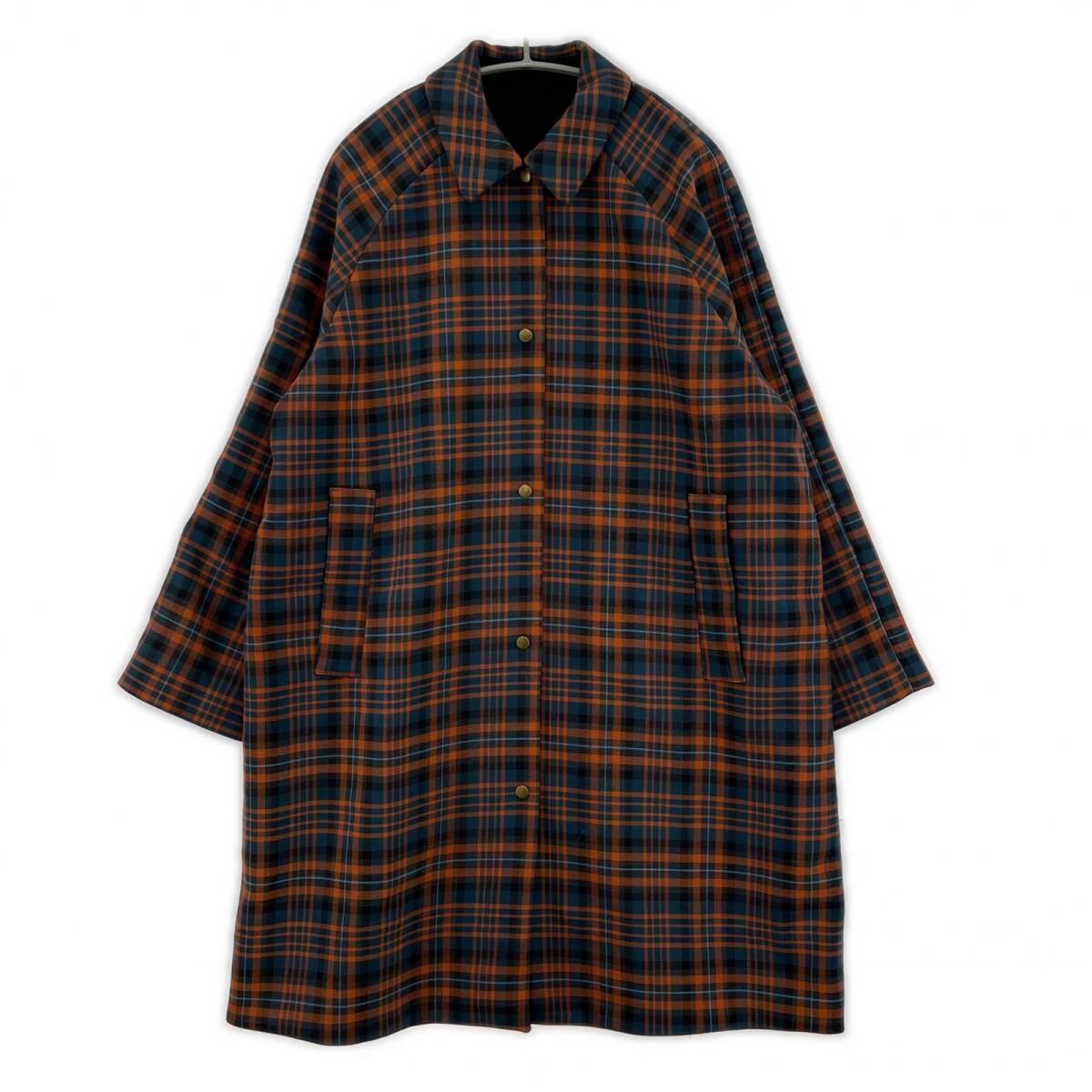 Demi-Luxe BEAMS デミルクスビームス チェック柄 68-19-0151-594 ステンカラーコート size38/オレンジ×ブルー系拍卖