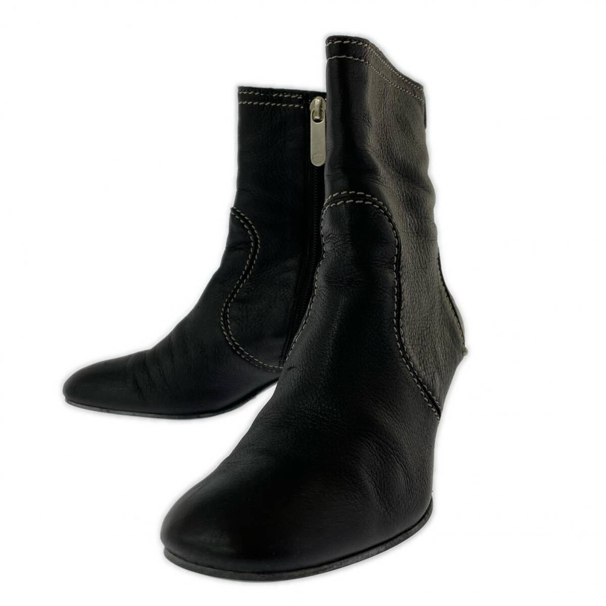 BALLY バリー 配色ステッチ ショート ブーツ size36/ブラック拍卖