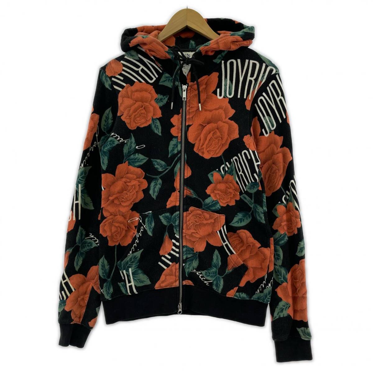 JOYRICH ジョイリッチ 花柄 ジップアップ パーカー sizeS/ブラック×レッド×グリーン拍卖