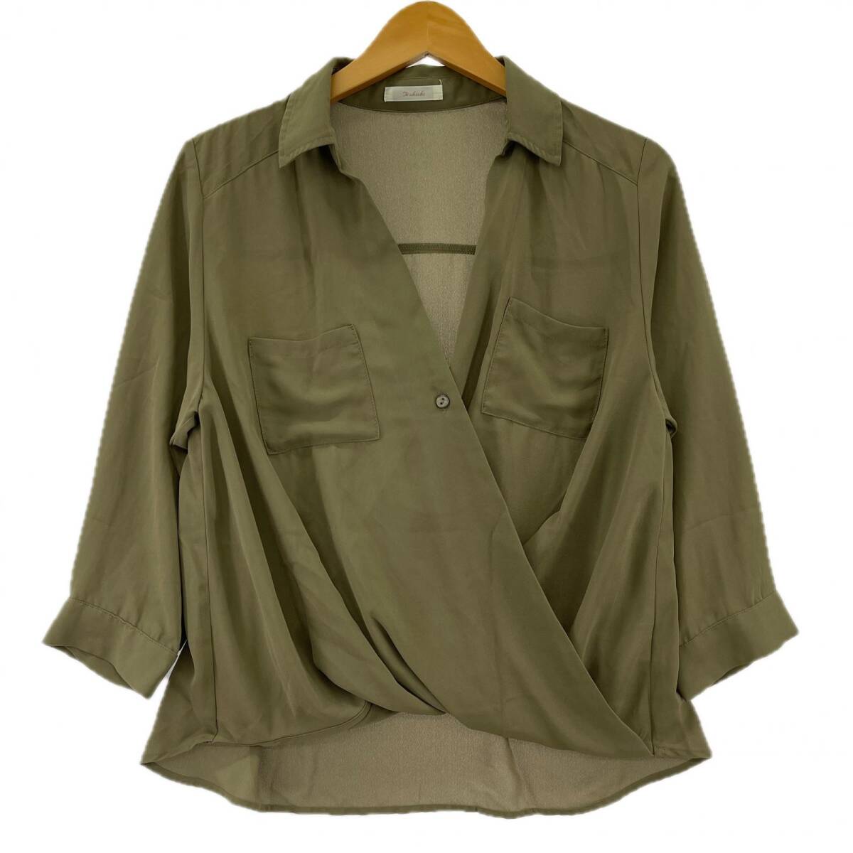 Techichi テチチ カシュクール シフォン ブラウス sizeM/オリーブ ゆうパケットOK拍卖