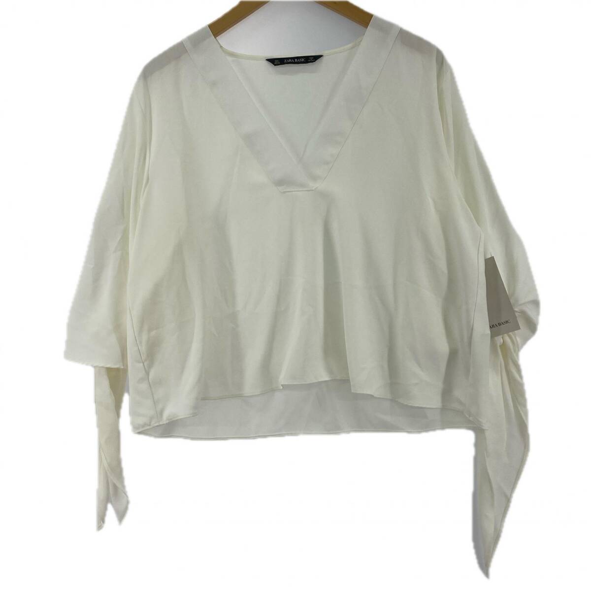 ZARA BASIC ザラベーシック タグ付き 袖リボン ブラウス sizeEUR L/アイボリー ゆうパケットOK拍卖