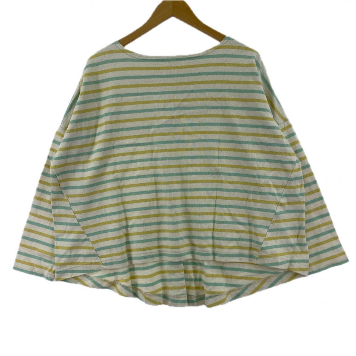 BEAMS HEART ビームスハート ワイドシルエット ボーダー カットソー size表記なし/ベージュ×イエロー×グリーン拍卖