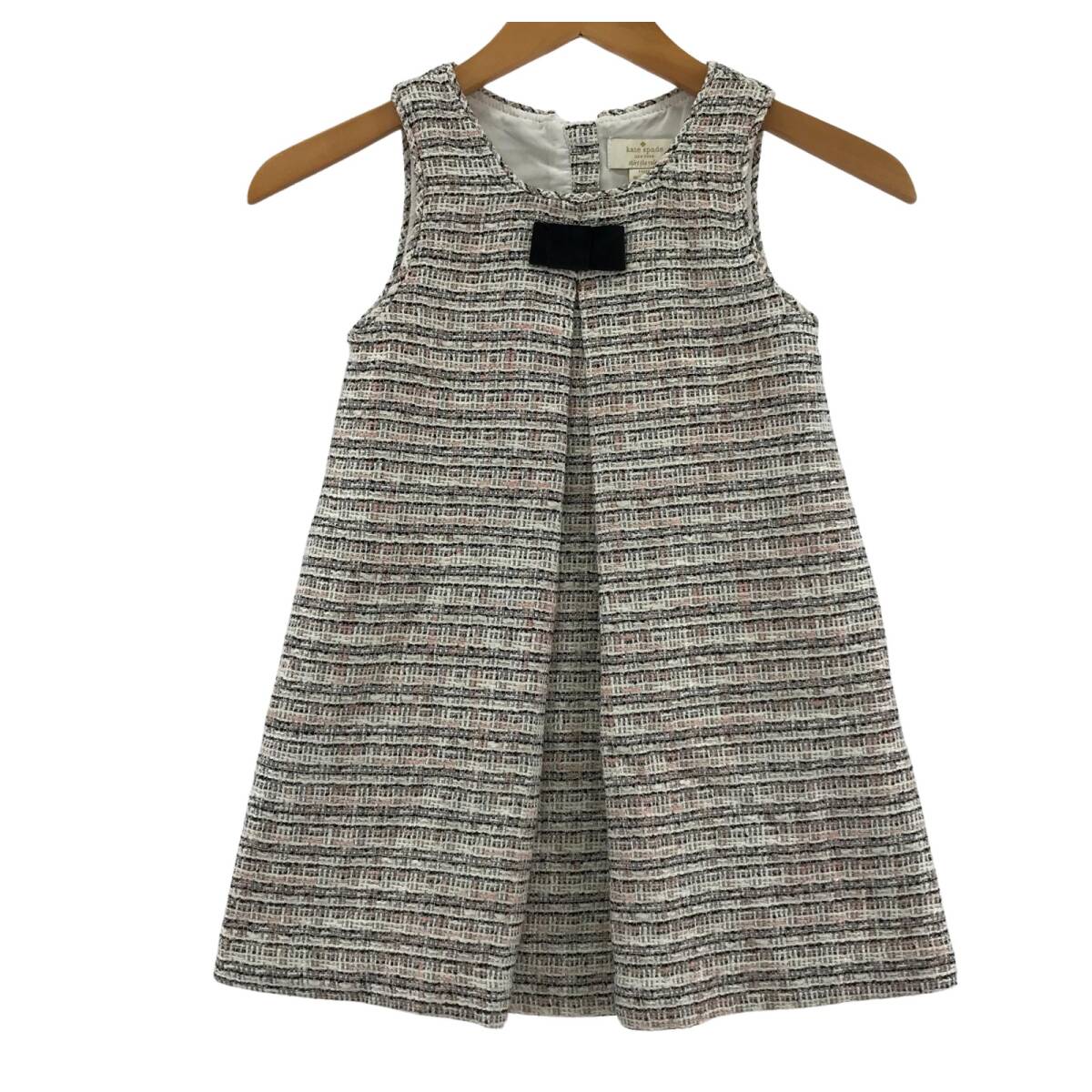 kate spade new york ケイトスペードニューヨーク ノースリーブ ツイード ワンピース size110/ピンク×ブラック系 ゆうパケットOK拍卖