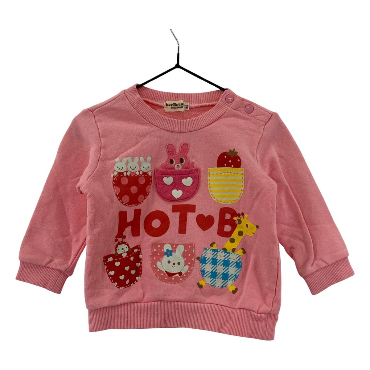 HOT BISCUITS ホットビスケッツ プリント スウェット size80/ピンク ゆうパケットOK拍卖