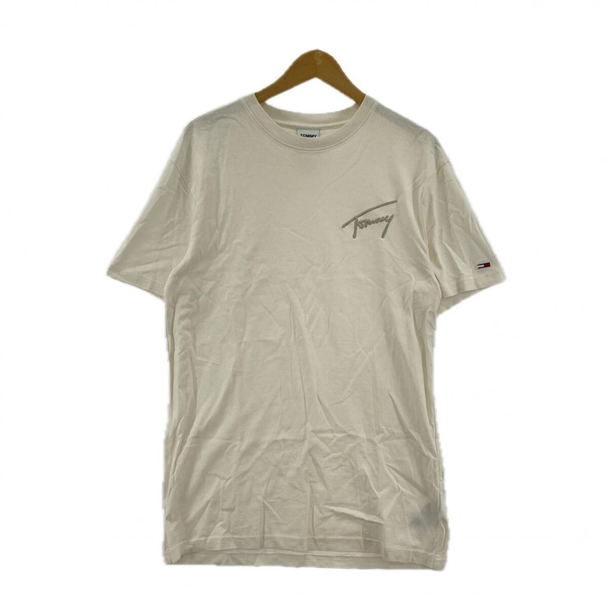 TOMMY JEANS トミー ジーンズ ロゴ 刺繍 半袖Tシャツ sizeS/アイボリー ゆうパケットOK拍卖