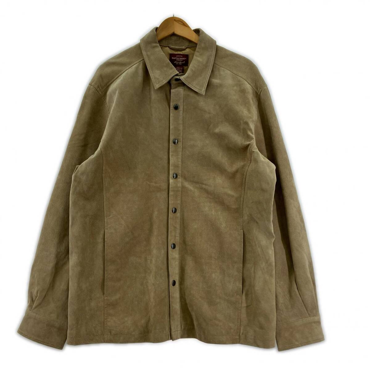 Eddie Bauer エディー・バウアー 豚革スウェード 長袖シャツ sizeL/ベージュ拍卖