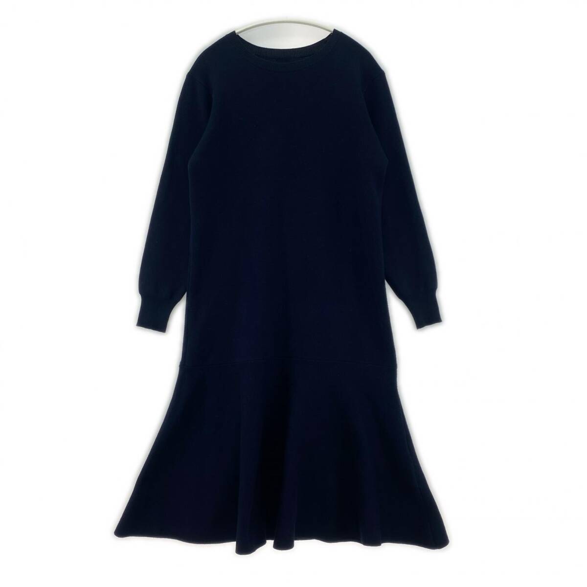 Apuweiser-riche アプワイザーリッシェ クルーネック ニット フレア ワンピース size2/ネイビー拍卖