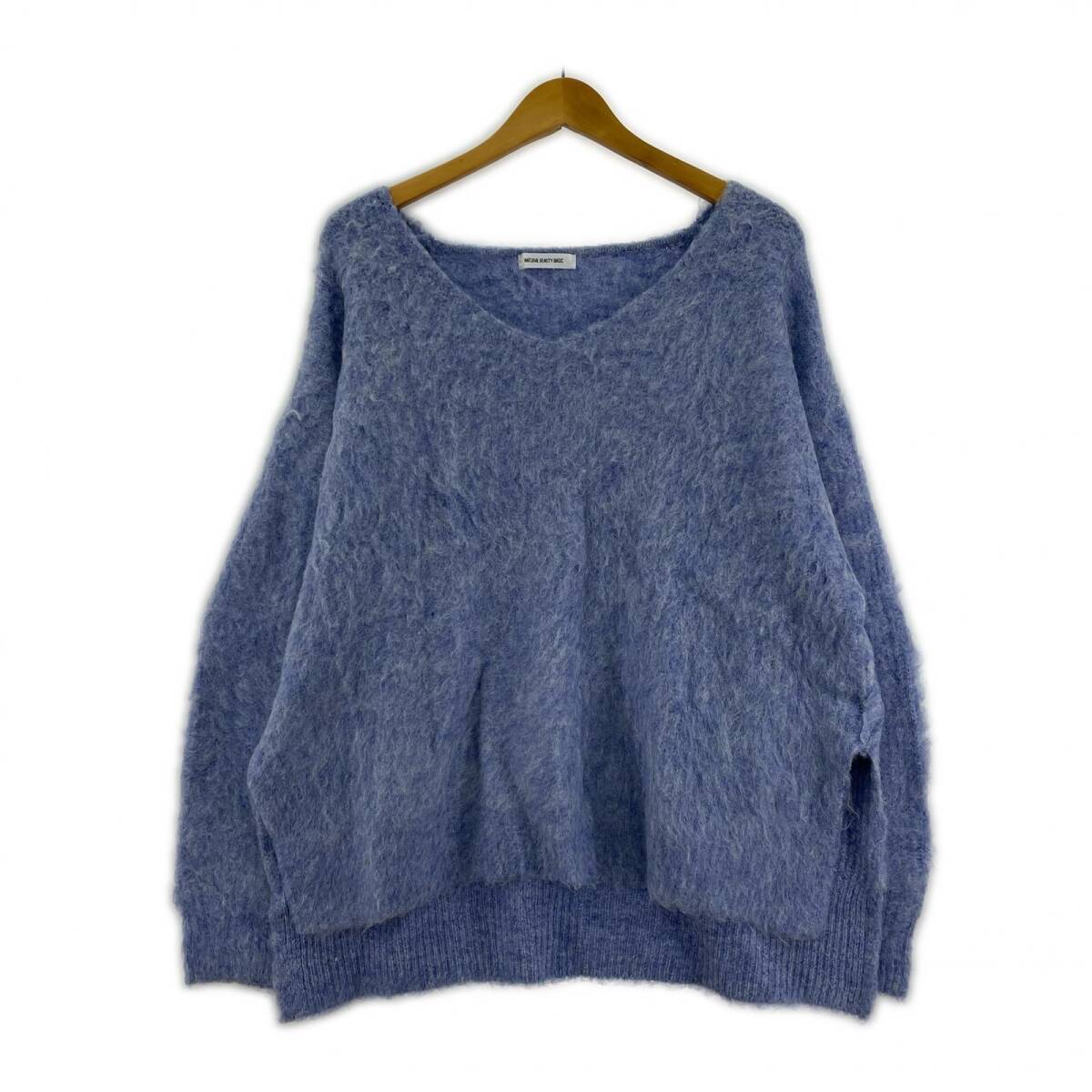 NATURAL BEAUTY BASIC ナチュラルビューティーベーシック Vネック ニット sizeFR/ブルー系拍卖