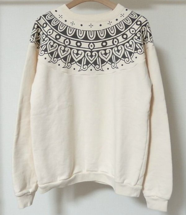 FULLCOUNT FULL COUNT フルカウント 3764 Tribal Pattern Sweatshirts トライバル 雪柄 クルーネック スウェット38 ECRU拍卖