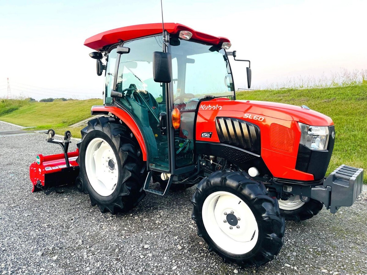 クボタ ハイスピード 4WD トラクター ☆SL60 ☆60馬力☆自動水平自動耕深 倍速 ☆ロータリKOBASHI KJL200☆茨城県拍卖