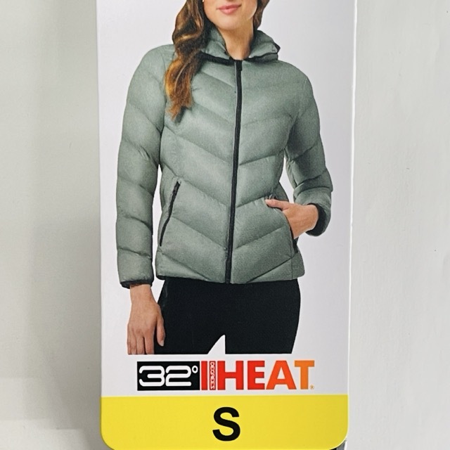 新品タグ付き レディース Sサイズ 32°HEAT ダウンジャケット ダウン90% フェザー10% グリーン系カラー 冬物 衣類 アウター/514593在★2拍卖