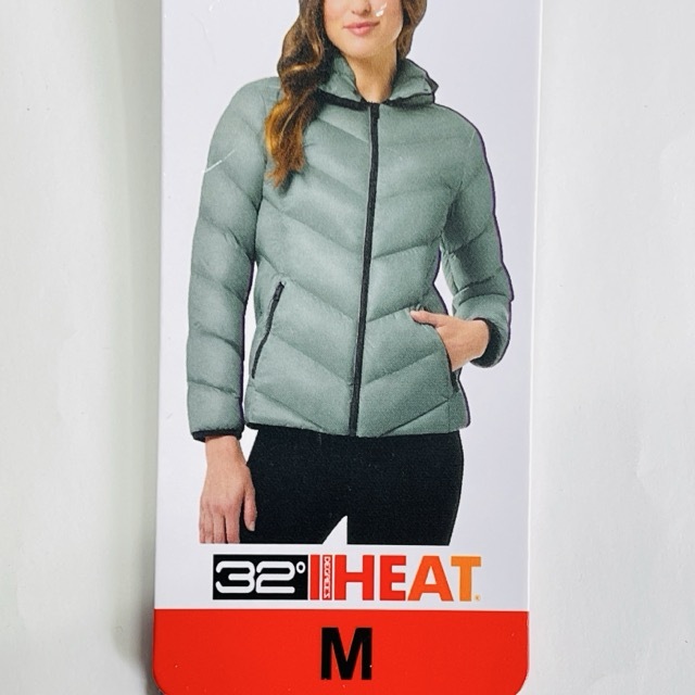 新品タグ付き レディース Mサイズ 32°HEAT ダウンジャケット ダウン90% フェザー10% グリーン系 冬物 衣類 アウター/514591在★2拍卖