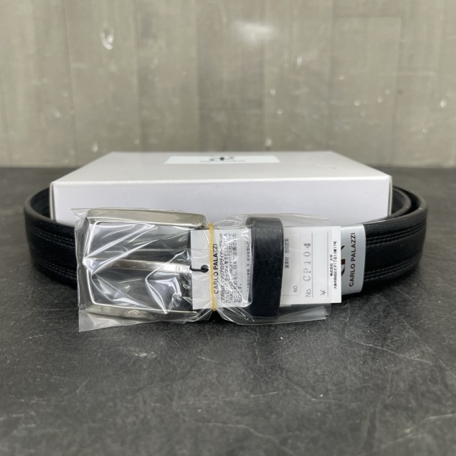 送料無料 未使用 CARLO PALAZZI CP104 メンズ レザーベルト 両面牛革 ピンタイプ ブラック カルロ・パラッツィ ファッション/510470在★4拍卖