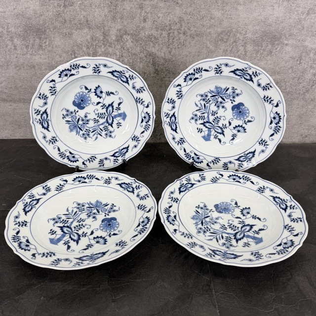 Blue Danube プレート4枚セット 1枚破損有り 【中古】ブルーダニューブ 洋食器 丸皿 約24cm / 514773拍卖
