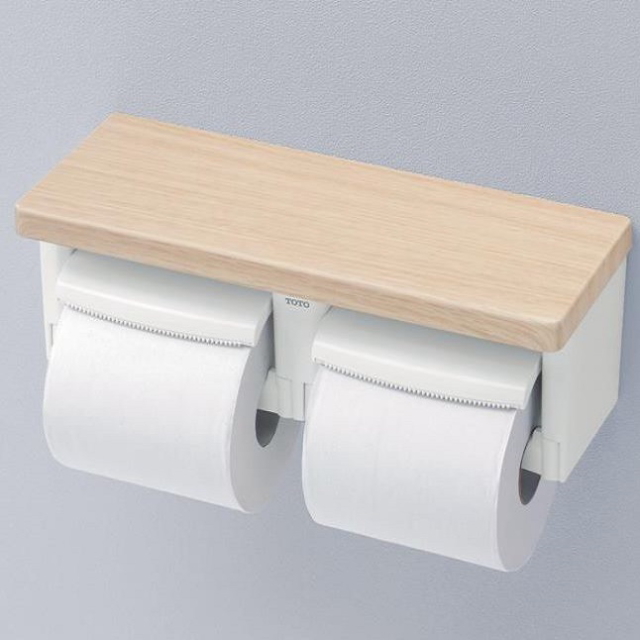 新品未開封 TOTO 棚付き二連紙巻器 芯ありペーパー対応 YH600FMR #EL トイレ用品 ライトウッド ペーパーホルダー/92782在拍卖