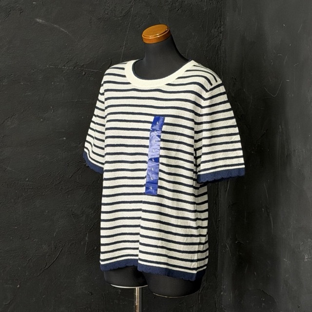 送料無料 新品タグ付 SOLEZIA レディース 半袖 アイボリーxネイビー Lサイズ /301930在★22拍卖